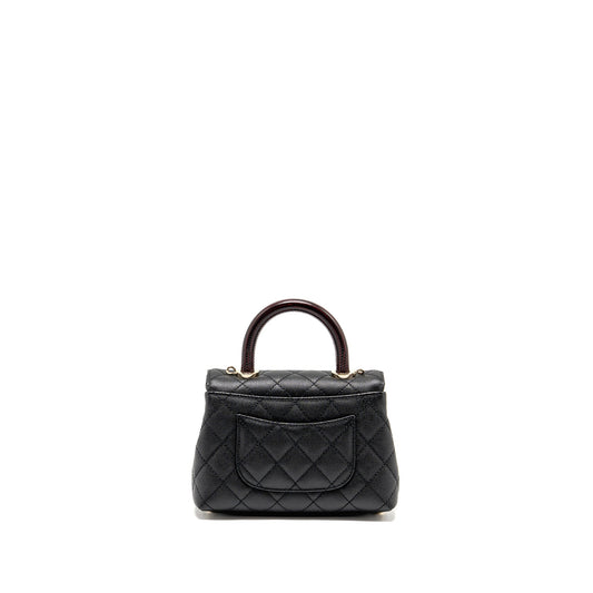 Chanel Mini Coco handle caviar black / burgundy handle LGHW (microchip)