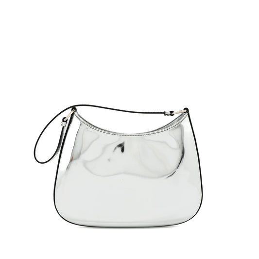 Prada Borsa A Spalla Cleo Pelle Spazzolato Leather Argento SHW