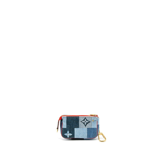 Louis Vuitton Limited Edition Rouge Micro Pochette Monogram Jacquard Denim Blue GHW