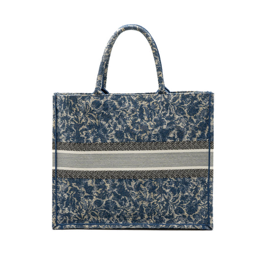 Dior large book tote limited print canvas blue/ grey/ multicolour