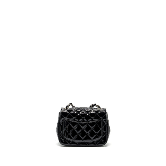 Chanel Classic Mini Square Flap Bag Patent Black SHW