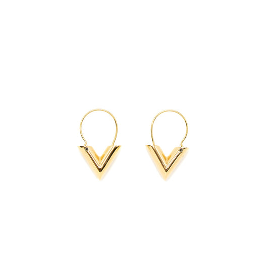 Louis Vuitton Essential V Hoops Earrings Gold Tone