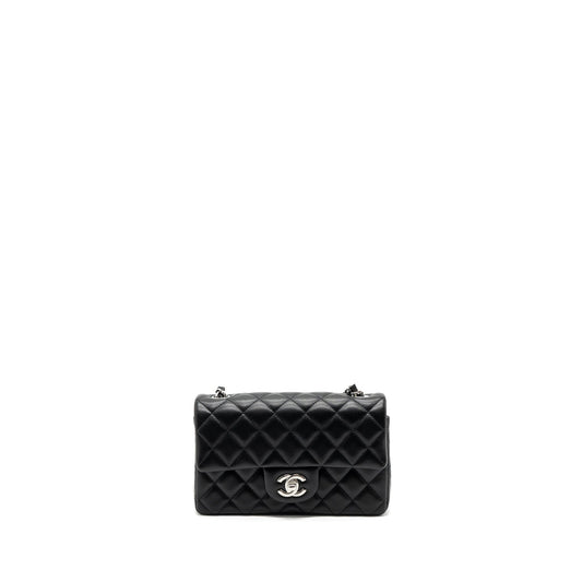Chanel mini rectangular flap bag lambskin black SHW (MICrochip)
