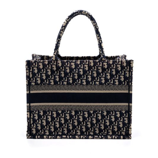Dior Medium Book Tote Blue Dior Oblique Embroidery