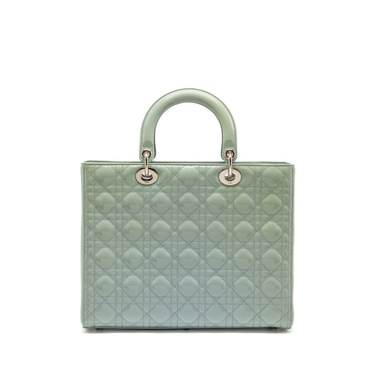 Dior Large Lady Dior Patent Light Blue SHW