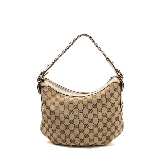 Gucci Pelham Hobo Bag GG Canvas / Leather Beige/White LGHW