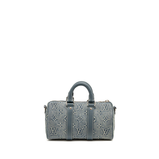 Louis Vuitton Keepall Bandouliere 25 Washed Denim Canvas Blue SHW