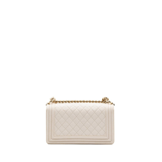CHANEL MEDIUM LE BOY CAVIAR WHITE LGHW