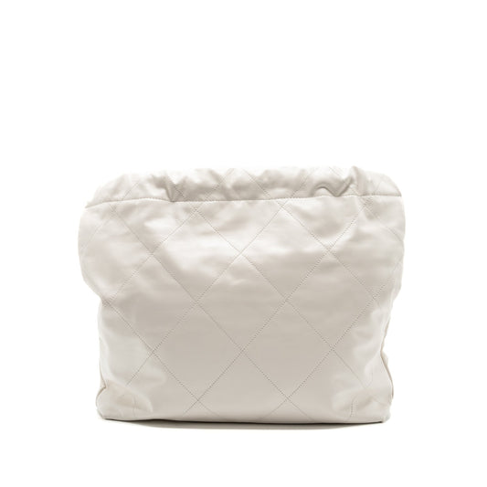 Chanel medium 22 bag calfskin white GHW (microchip)