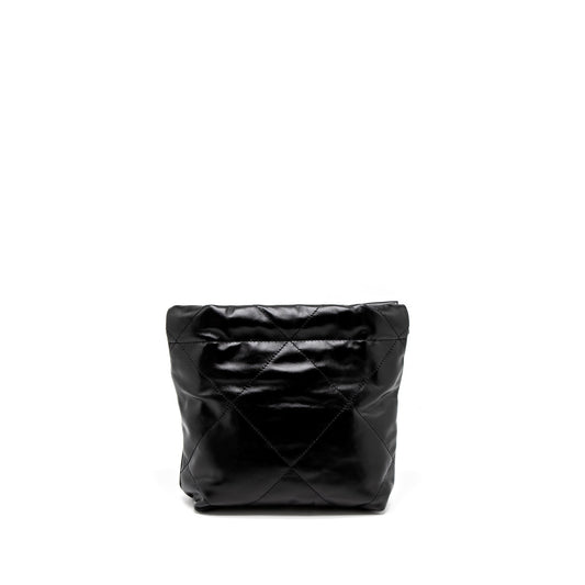 Chanel 23s Mini 22 Bag Shiny Calfskin Black Brushed GHW (Microchip)