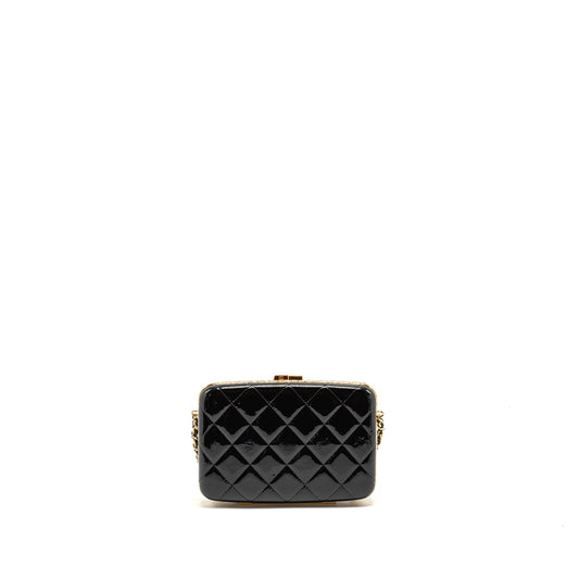 Chanel 21A CC Box with Chain Patent Black GHW