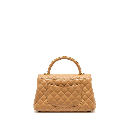 Chanel Medium Coco Handle Caviar Dark Beige GHW (microchip)