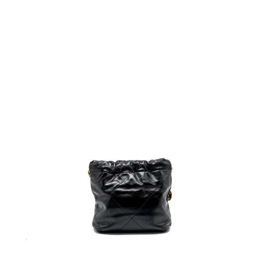 Chanel mini 22 bag shiny calfskin black GHW (microchip)