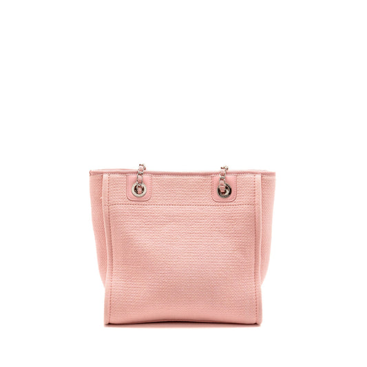 CHANEL DEAUVILLE PM TOTE BAG CANVAS PINK SHW (MICROCHIP)