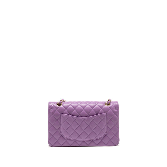 Chanel Medium Classic Double Flap Bag Caviar Purple LGHW (Microchip)