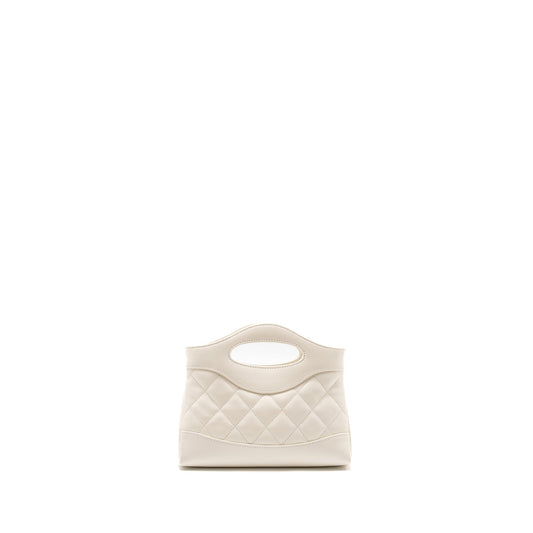 Chanel Mini 31 Clutch with Chain Shiny Calfskin White LGHW (Microchip)