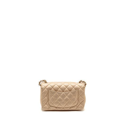 Chanel Mini Rectangular flap bag lambskin metallic gold LGHW