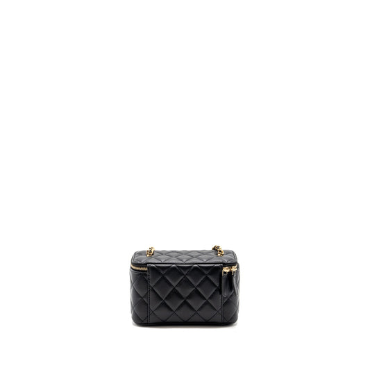 Chanel pearl crush long vanity case lambskin black GHW (Microchip)