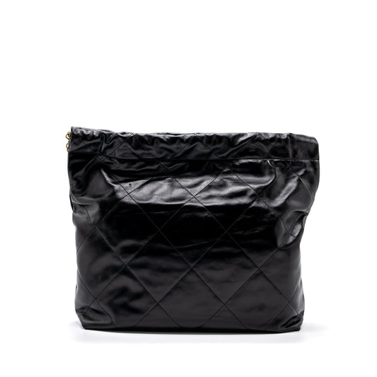 Chanel Medium 22 Bag Gold letter Shiny Calfskin Black GHW(Microchip)