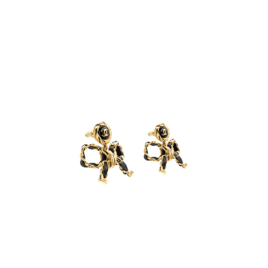 Chanel CC Logo Bow Drop Earrings Large Model LGHW