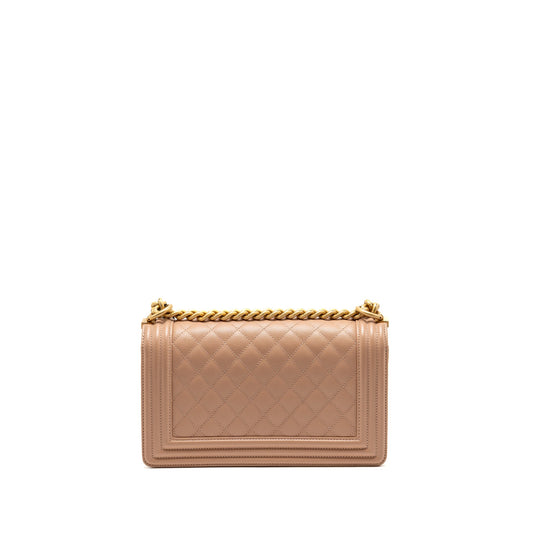 Chanel Medium Boy Bag Grained Calfskin Beige GHW