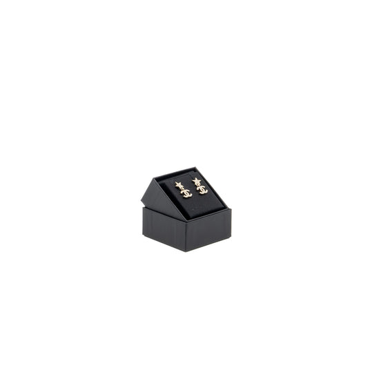 Chanel Crystal Star Earrings with CC logo Drop Light Gold Tone