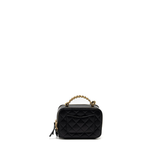Chanel 22S Letter Top Handle Small Vanity Case Caviar Black Brushed GHW (Microchip)