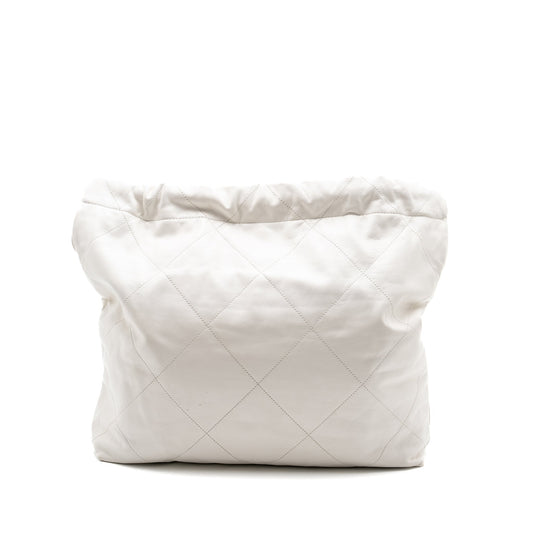 Chanel Medium 22bag calfskin white GHW (microchip)
