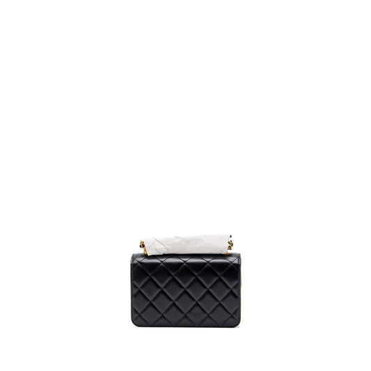 Chanel 24C gold crush mini flap bag calfskin black GHW (microchip)