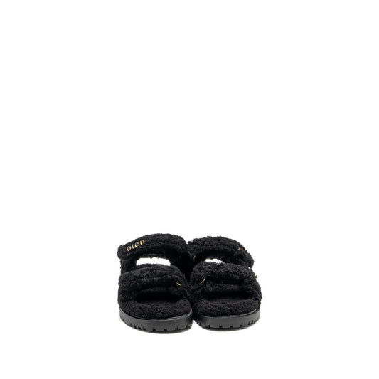 Dior Size 37 Dioract Sandal Shearling/Sheepskin Black GHW