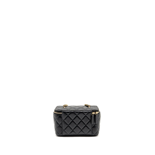 Chanel Pearl Crush Long Vanity Case Lambskin black GHW (Microchip)