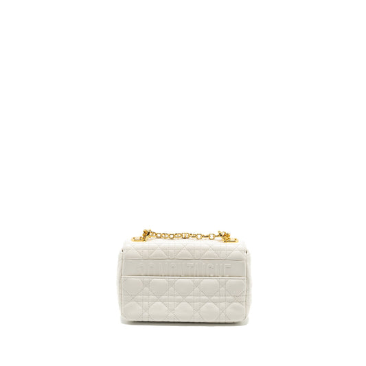 Dior Caro S flap bag calfskin white GHW