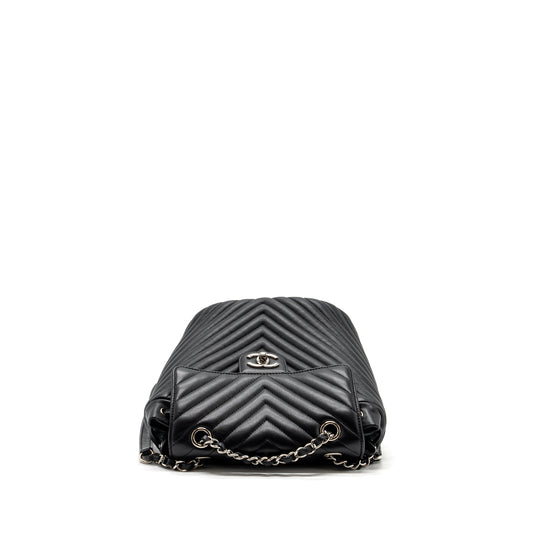 Chanel Small Urban Spirit Backpack Chevron Calfskin Black SHW