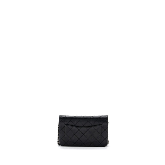 Chanel 2.55 Wallet On Chain Aged Calfskin Black Ruthenium SHW