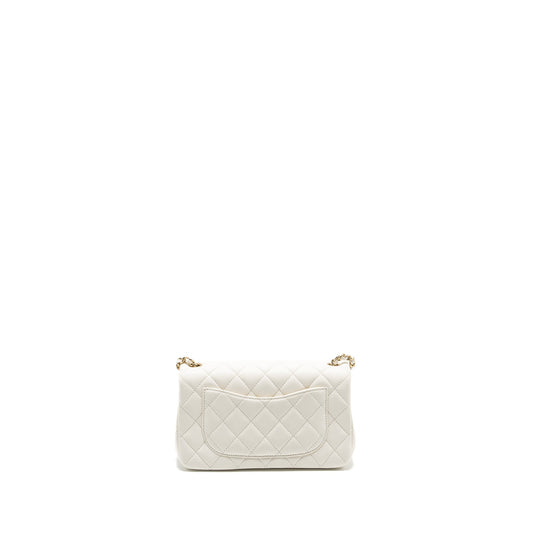 Chanel 23C pearl crush mini rectangular flap bag lambskin white LGHW (microchip)