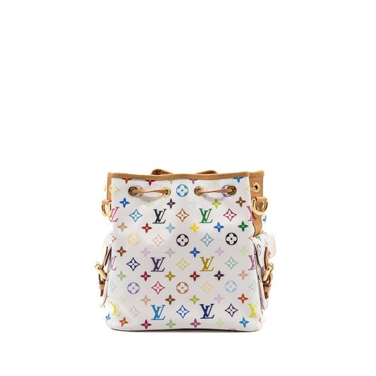 Louis Vuitton Vintage Petit Noe Shoulder Bag Multicolour Monogram Canvas White GHW