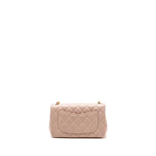 Chanel 23K pearl crush mini rectangular flap bag lambskin light pink GHW (Microchip)