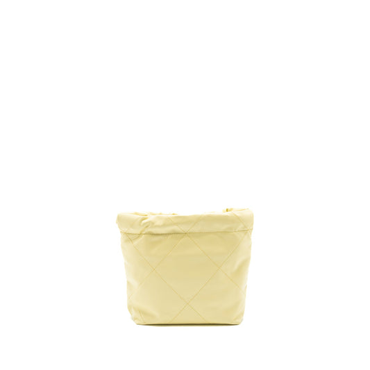 Chanel 23S Mini 22 Bag Shiny Calfskin Light Yellow Brushed GHW (Microchip)