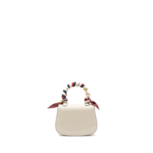 Gucci Bamboo 1947 Mini Top Handle Bag Patent Leather White GHW