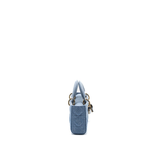 DIOR SMALL LADY D-JOY BAG MACROCANNAGE DENIM BLUE LGHW