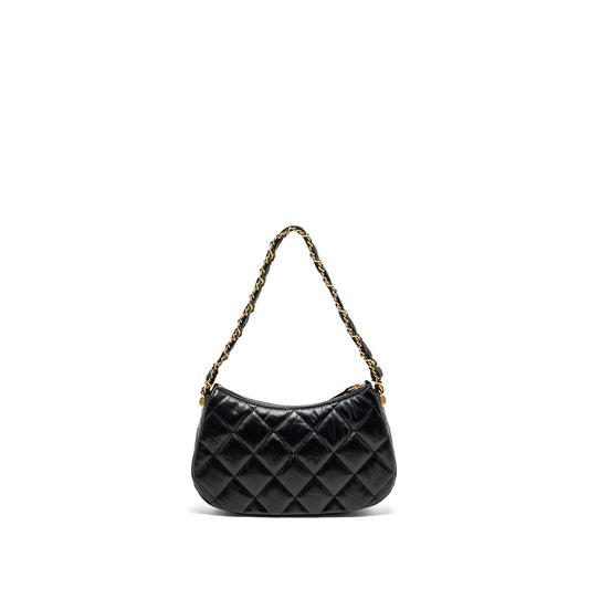 Chanel 23k 19 Hobo Shoulder Bag Calfskin Black GHW (microchip)