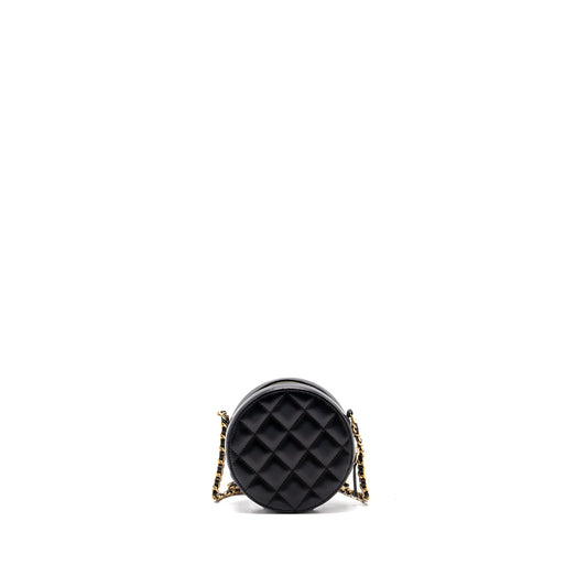 Chanel Limited Edition Charm Round Clutch With Chain Lambskin Black GHW