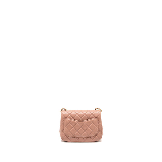 Chanel Pearl Crush Mini Square Flap Bag Lambskin Pink GHW (microchip)