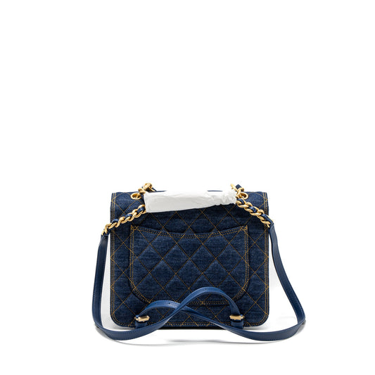Chanel 23S Flap Backpack Denim Blue Brushed GHW (Microchip)