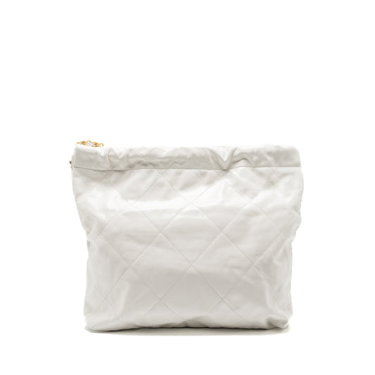 Chanel Medium 22 Bag Gold Letter Shiny Calfskin White GHW (microchip)