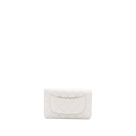 CHANEL classic wallet on chain caviar white LGHW (Microchip)
