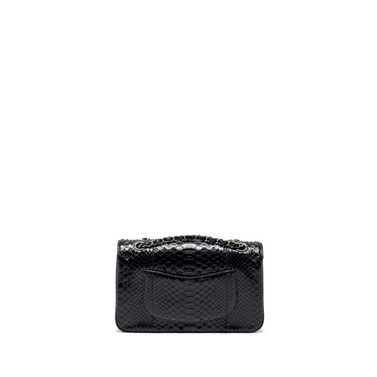 Chanel Medium Classic Double Flap bag python black SHW