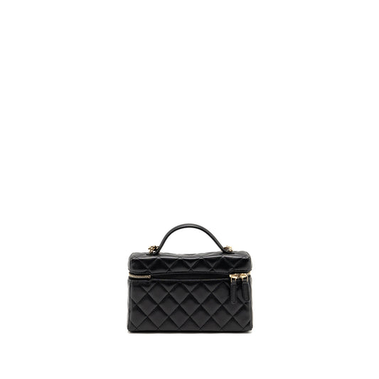 Chanel 25p CC top handle vanity with chain caviar black LGHW (microchip)