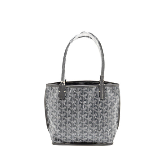 Goyard Mini Anjou Tote Bag Goyardine Canvas Grey SHW