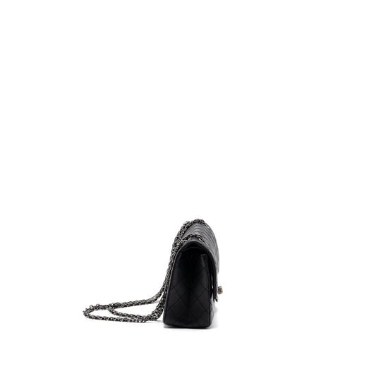 CHANEL 2.55 SMALL REISSUE FLAP BAG AGED CALFSKIN BLACK RUTHENIUM HARDWARE